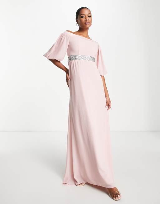 Chiffon bardot maxi dress sale