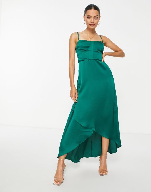 TFNC Petite – Brautjungfernmode – Camisole-Kleid aus Satin in Smaragdgrün , 4 von 4