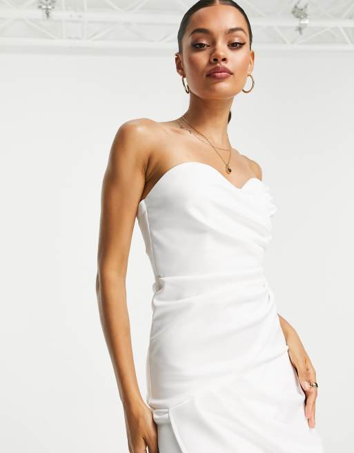 TFNC Petite Bridal bandeau wrap maxi dress in ivory, 4 of 4