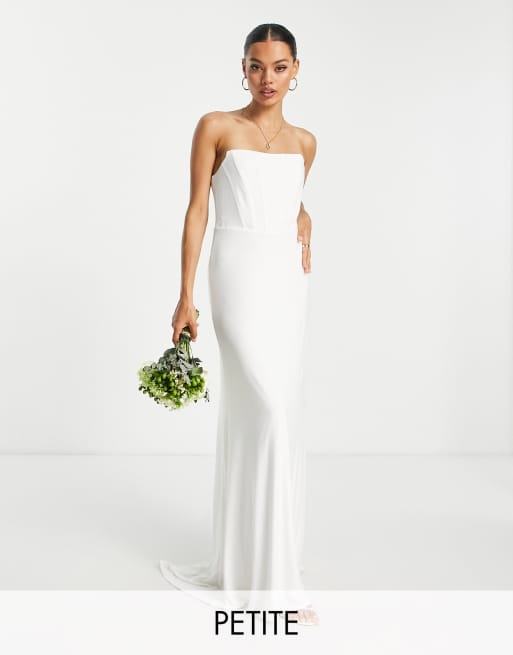 TFNC Petite Bridal – Gorsetowa sukienka maxi w kolorze kości słoniowej 