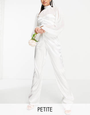 Shop TFNC Petite Bridal satin trousers in ivory Online – Trendy & Affordable Fashion