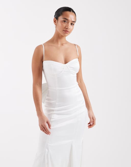 petite ivory maxi dress Ivory boohoo Petite Linen Look Puff Sleeve Shirred Maxi Dress