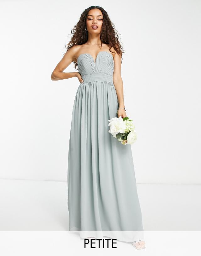 TFNC Petite Bridesmaid bandeau maxi dress in sage green