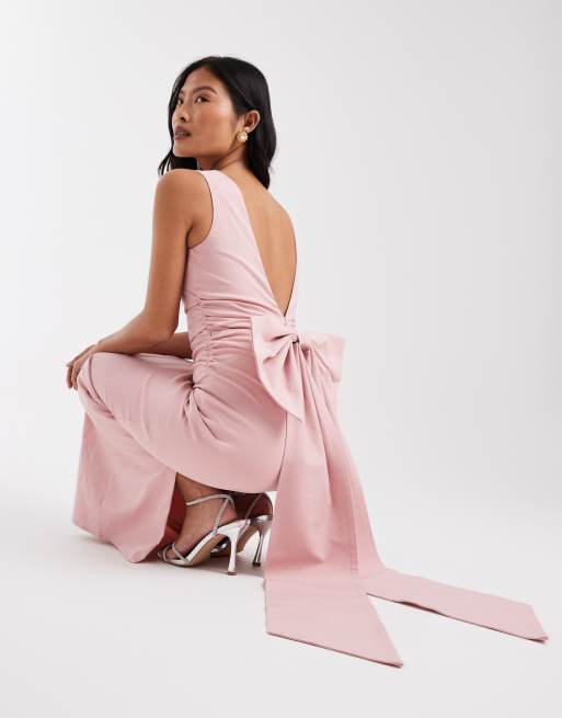 velvet bridesmaid dress long Dusty Rose Velvet Bridesmaid Dress Mermaid Maxi Long Sleeve V-Neck main image 1