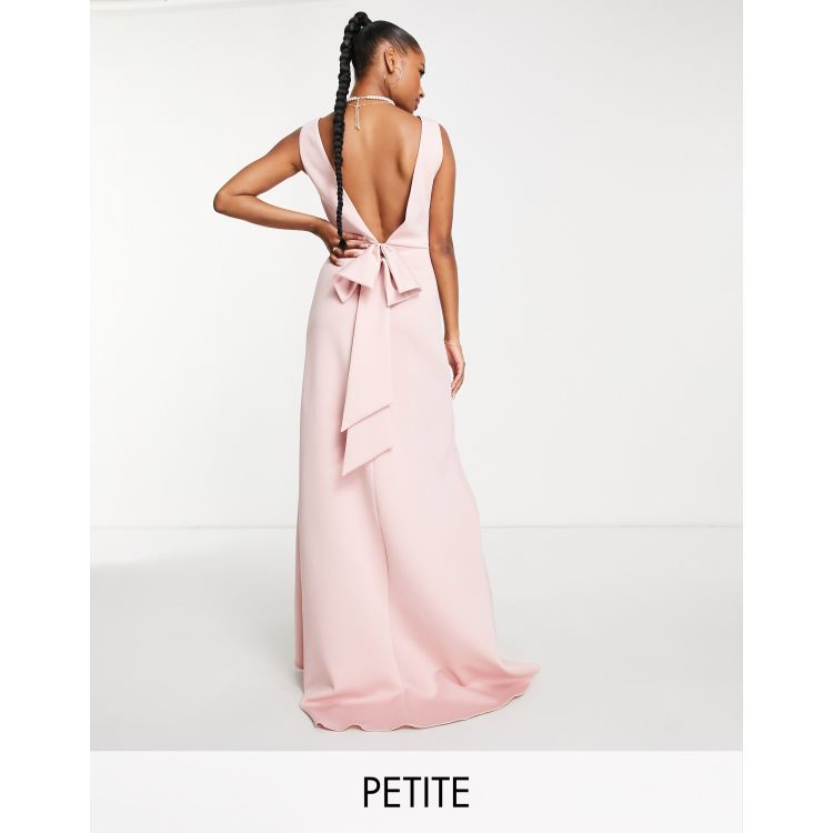 TFNC Petite Bridesmaid bow back maxi dress in muted blush | ASOS