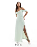 [TFNC Petite] TFNC Petite Bridesmaid chiffon cold shoulder maxi dress in fresh mint-Green 14 Fresh mint