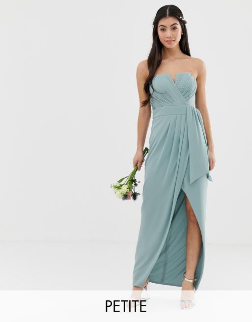 TFNC Petite bridesmaid  exclusive bandeau wrap midaxi dress  