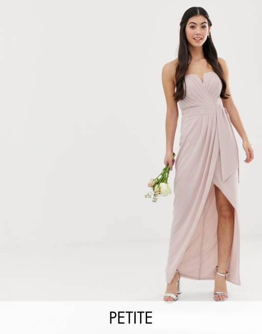 TFNC Petite bridesmaid  exclusive bandeau wrap midaxi dress  