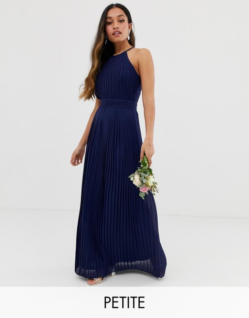 TFNC Petite  bridesmaid  exclusive high neck pleated maxi 
