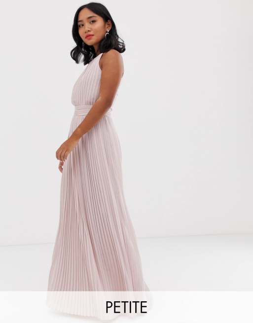 TFNC Petite bridesmaid  exclusive high neck pleated maxi 