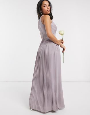 grey pleated maxi dress