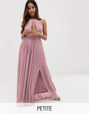 TFNC Petite bridesmaid exclusive pleated maxi dress in pink