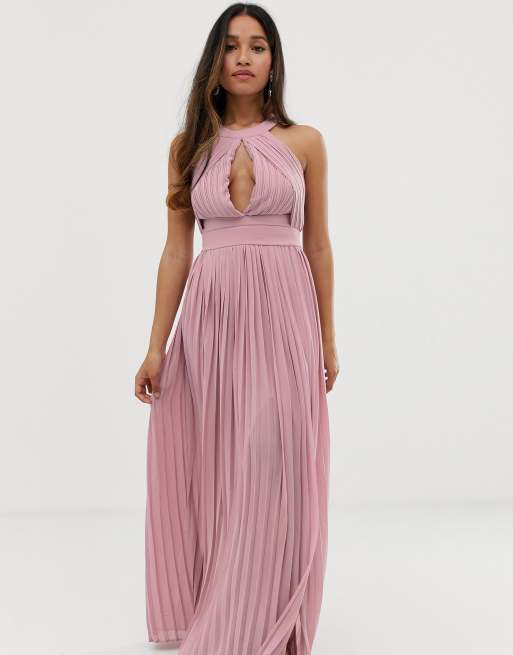 Asos tfnc pleated maxi hot sale dress