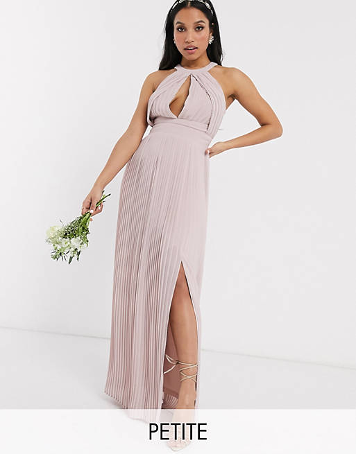 TFNC Petite bridesmaid exclusive pleated maxi dress in pink