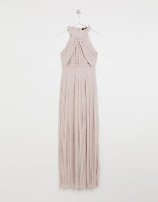 tfnc petite bridesmaid exclusive pleated maxi dress in taupe