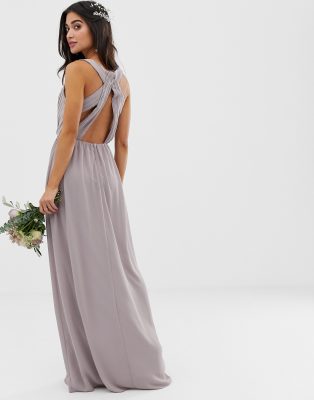 grey pleated maxi dress