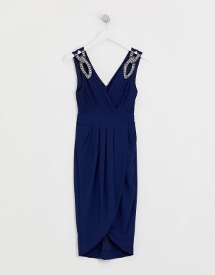 petite navy midi dress