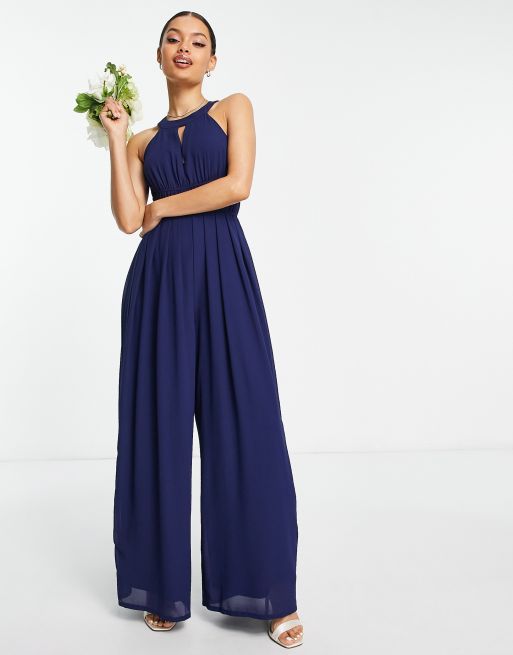 Navy blue 2024 halter jumpsuit