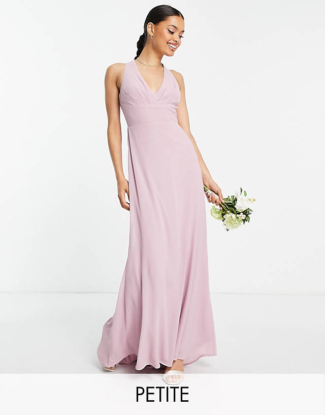 TFNC Petite - bridesmaid halter maxi dress in pink