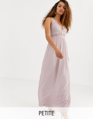 tfnc petite bridesmaid exclusive pleated maxi dress in taupe