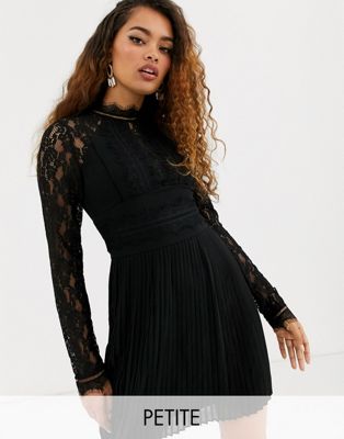 high neck long sleeve black dress
