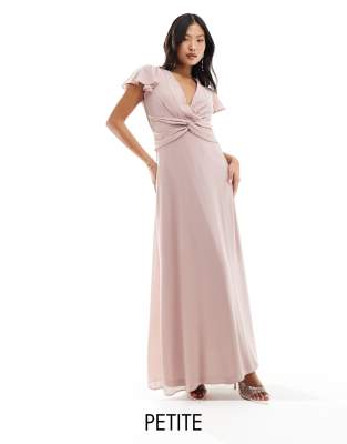 TFNC Petite - Bridesmaid - Maxikleid in zartem Rosa mit Wickeldetail auf der Vorderseite