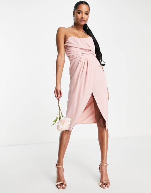 Missguided bandeau origami midi hot sale dress