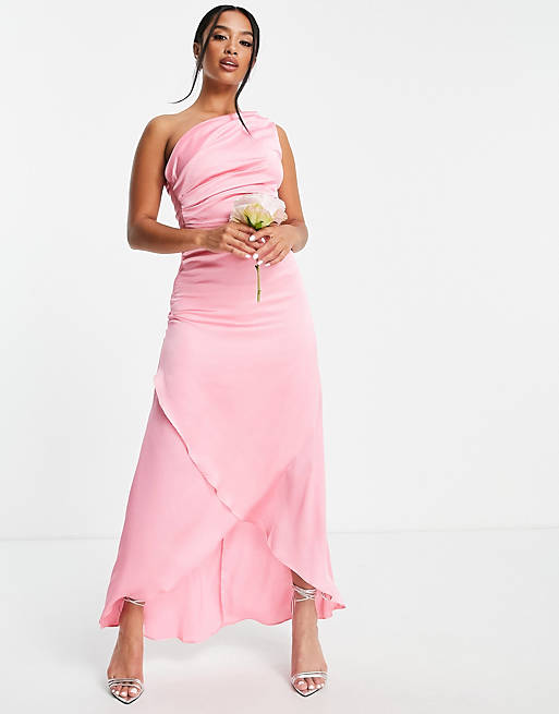 Bubble Gum Pink Bridesmaid Wedding Formal Evening Dress Long Maxi Party Prom Uk 