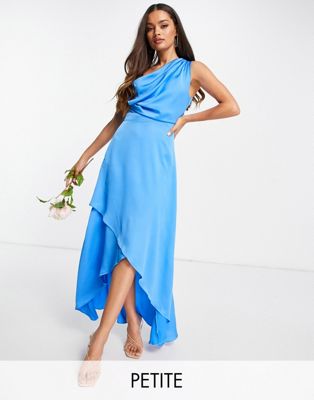 TFNC Petite Bridesmaid one shoulder maxi dress in cobalt blue - ASOS Price Checker