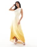 [TFNC Petite] TFNC Petite Bridesmaid one shoulder satin maxi dress with wrap skirt in lemon-Yellow 8 Lemon