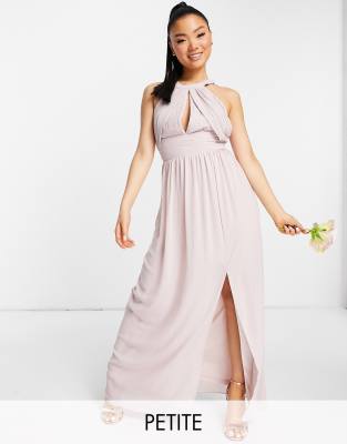 Tfnc Petite Bridesmaid Pleated Maxi Dress In Mink pink ModeSens