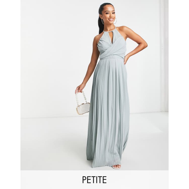 pleated skirt bridesmaid dress Pleated Shimmer Bridesmaid Dress with Tie Straps