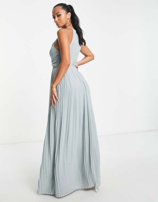 ASOS Petite PETITE Blouson Wrap Pleated Maxi Dress with tie belt