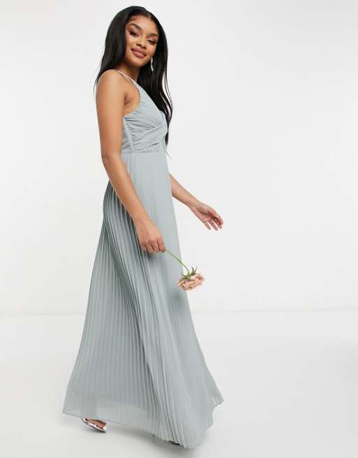 Tfnc bridesmaid exclusive pleated best sale maxi dress in grey