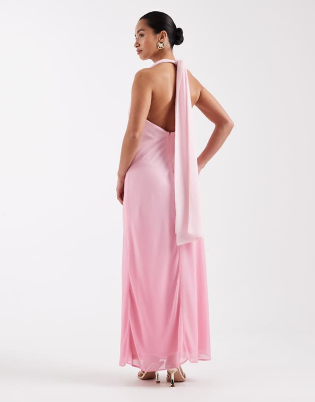 tfnc petite bridesmaid dresses Bridesmaids halter neck chiffon maxi dress in pink ombre Size:12 US / 45 EU 100% Polyester. RSH-09.11.25 Slip Wrap Dress in