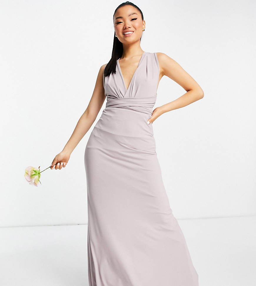 TFNC Petite - Bruidsmeisjes - Multifunctionele lange jurk in lichtgrijs
