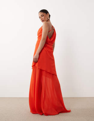 Tfnc Petite Chiffon Cowl Neck Maxi Dress In Red