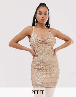 sequin cowl neck dress