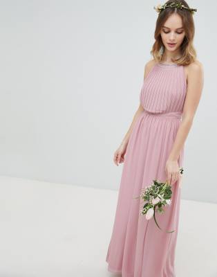 tfnc pleated maxi bridesmaid dress with back detail