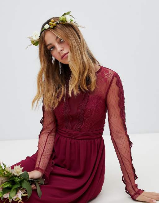 Asos burgundy bridesmaid outlet dress