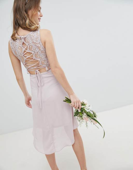 Tfnc lace up 2025 back midi bridesmaid dress