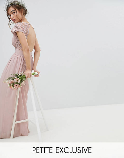 TFNC Petite Maxi Bridesmaid Dress with Scalloped Lace and Open Back | ASOS
