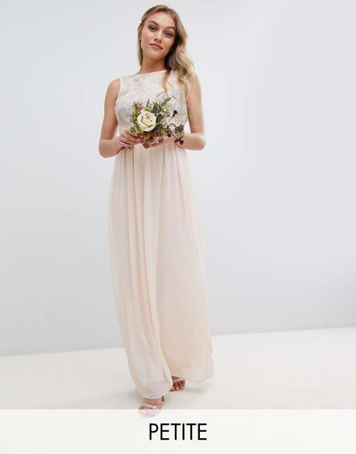  TFNC  Petite Maxi Bridesmaid  Dress  With Soft Floral Sequin 