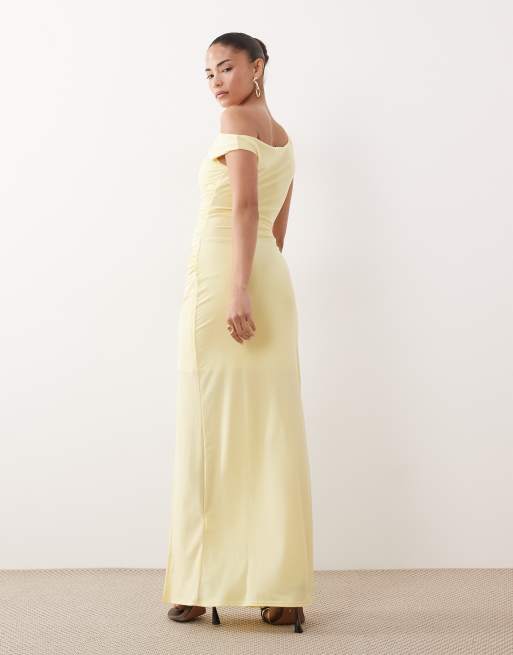 TFNC Petite – Midaxi-Kleid in Zitronengelb mit hohem Beinschlitz mit One-Shoulder-Träger, 4 von 4