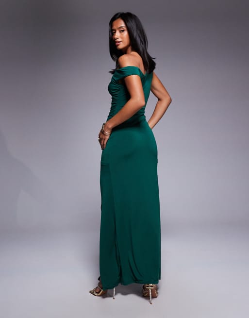 TFNC Petite one shoulder midaxi dress with thigh split in