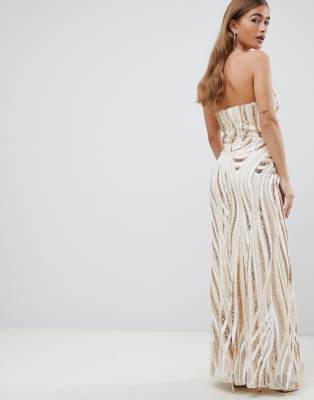 sequin bandeau maxi dress