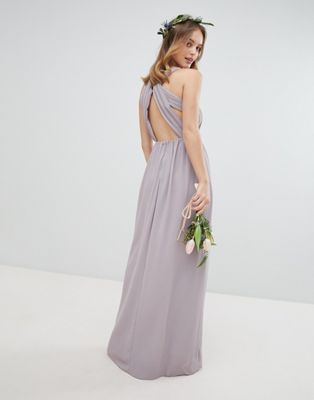 tfnc petite bridesmaid exclusive pleated maxi dress in taupe