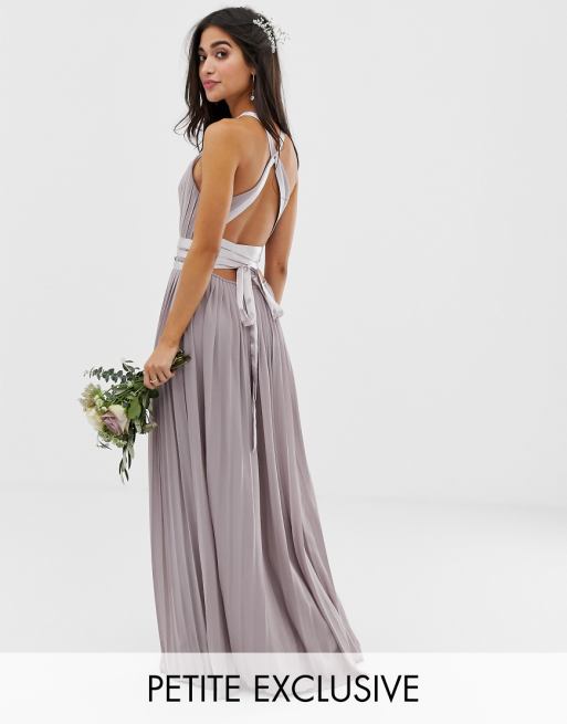 TFNC Petite pleated maxi bridesmaid dress with cross back TFNC Petite pleated maxi bridesmaid dress with cross back