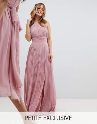 pink pleated bridesmaid dress