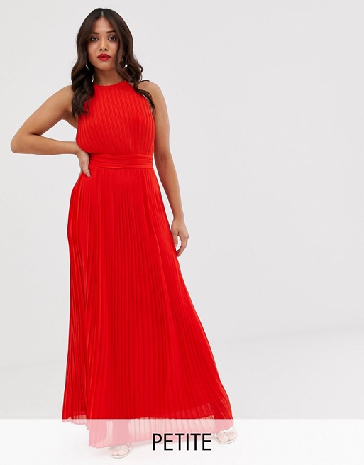 TFNC Petite pleated maxi dress in red